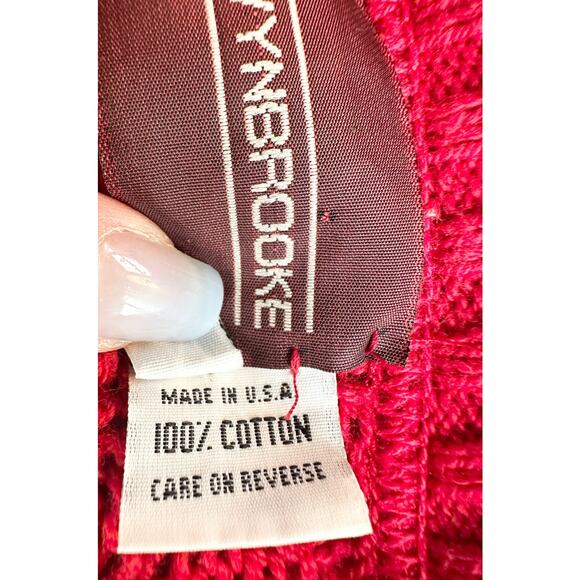 80’s Red Cotton Cable Knit Sweater size Medium - Picture 8 of 13
